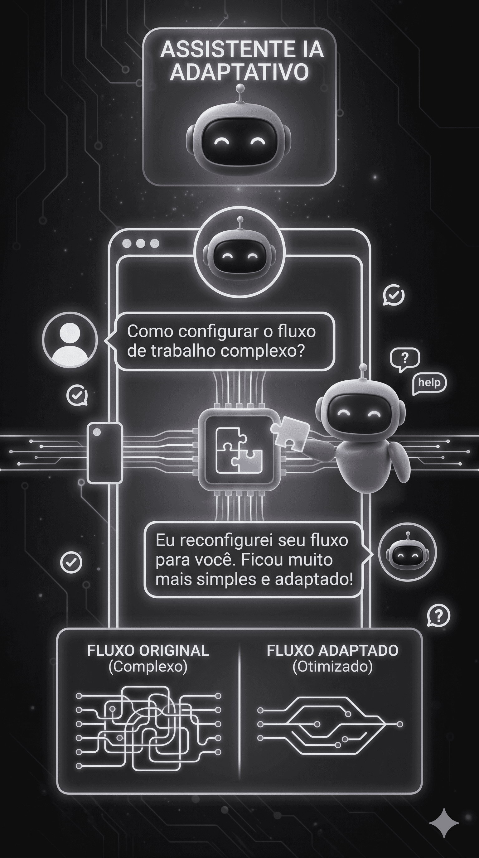 Assistente de IA adaptativo simplificando fluxos de trabalho